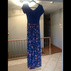 Blue with floral maxi dress by Gilli